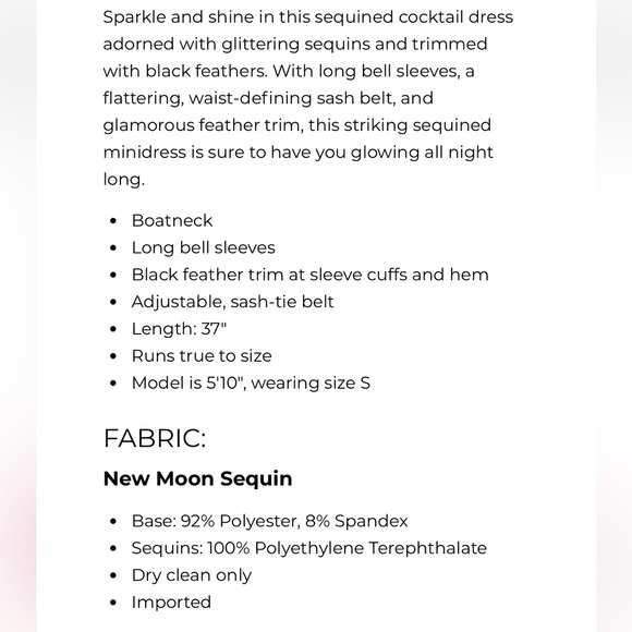 Trina Turk Silver Uhura Sequin Dress with Feather Hem Sz M - Picture 14 of 16